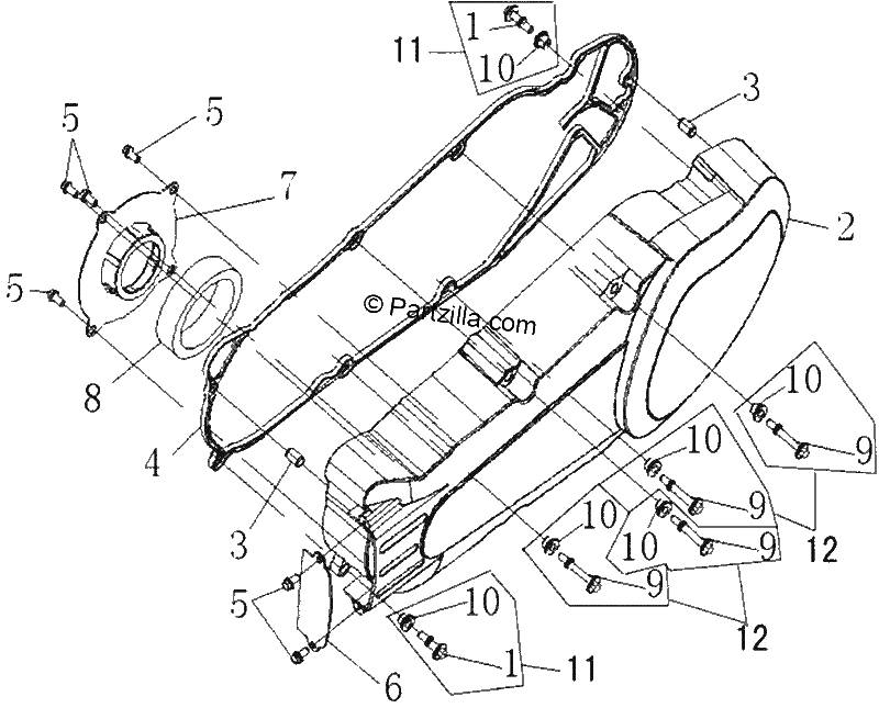 Diagrama de LEFT SIDE COVER ASSY