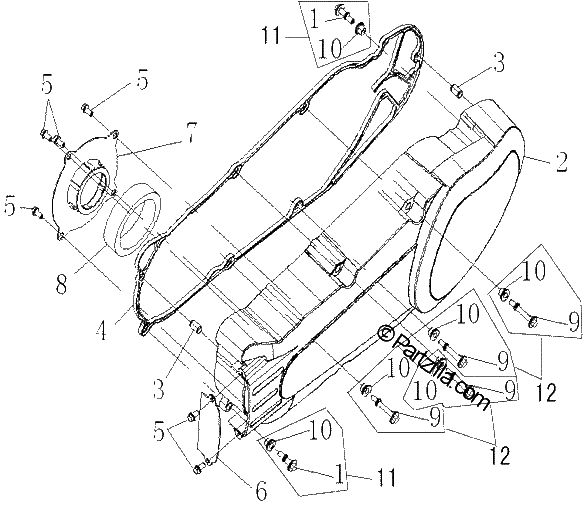 Diagrama de LEFT SIDE COVER ASSY