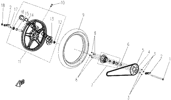 Diagrama de REAR WHEEL