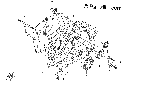 Diagrama de RIGHT CRANKCASE ASSY