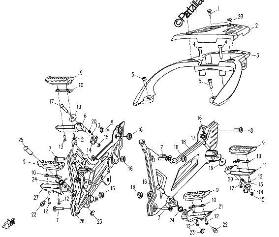 Diagrama de FOOTREST REAR HANDRAIL