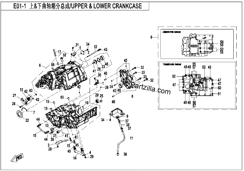 Diagrama de UPPER LOWER CRANKCASE