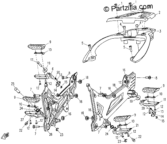 Diagrama de FOOTREST REAR HANDRAIL