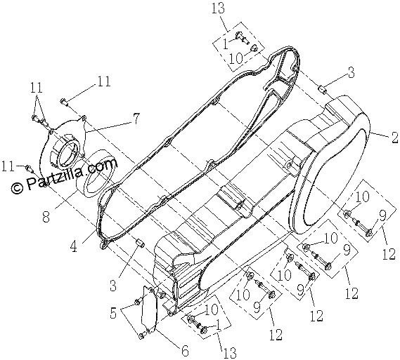Diagrama de LEFT SIDE COVER ASSY