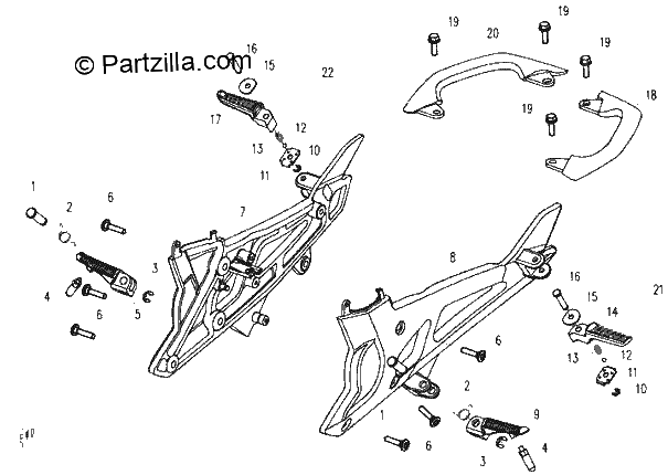 Diagrama de FOOTREST REAR HANDRAIL