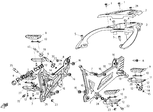 Diagrama de FOOTREST REAR HANDRAIL