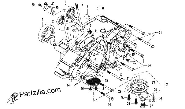 Diagrama de LEFT CRANKCASE ASSY