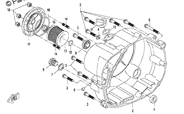 Diagrama de RIGHT SIDE COVER ASSY