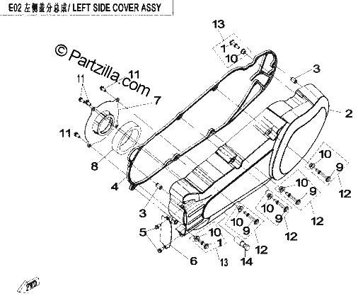 Diagrama de LEFT SIDE COVER ASSY