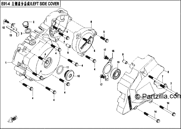 Diagrama de LEFT CRANKCASE COVER ASSY
