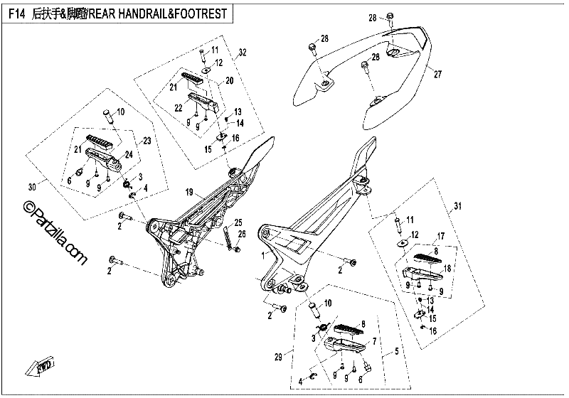 Diagrama de REAR HANDRAIL FOOTREST