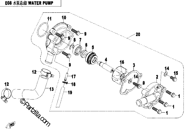 Diagrama de WATER PUMP ASSY