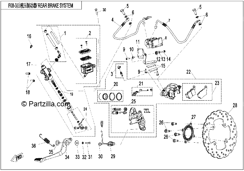 Diagrama de REAR BRAKE SYSTEM 1