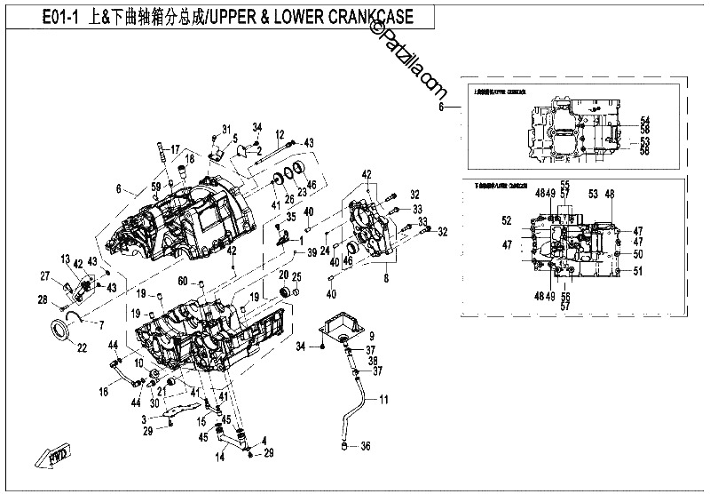 Diagrama de UPPER LOWER CRANKCASE