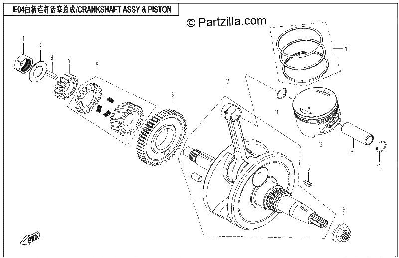 Diagrama de CRANKSHAFT PISTON