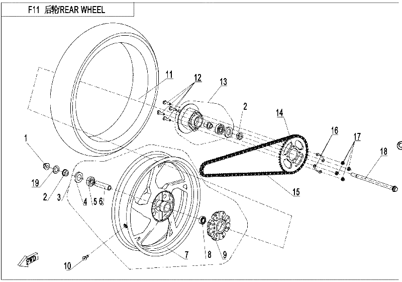 Diagrama de REAR WHEEL