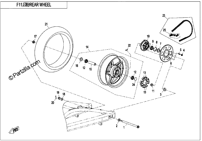 Diagrama de REAR WHEEL