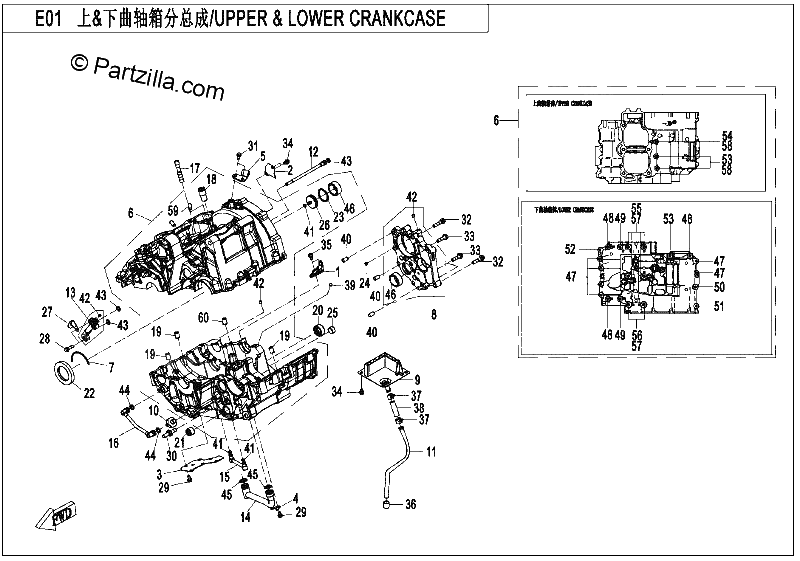 Diagrama de UPPER LOWER CRANKCASE