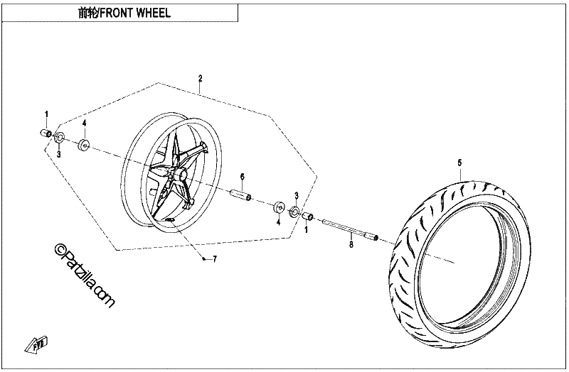 Diagrama de FRONT WHEEL MATTE BLACK RIM