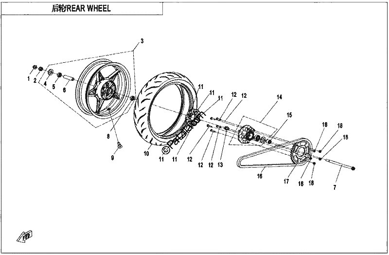Diagrama de REAR WHEEL MATTE BLACK RIM