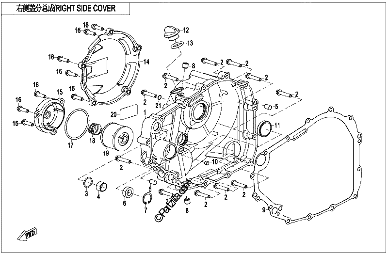 Diagrama de RIGHT SIDE COVER 1