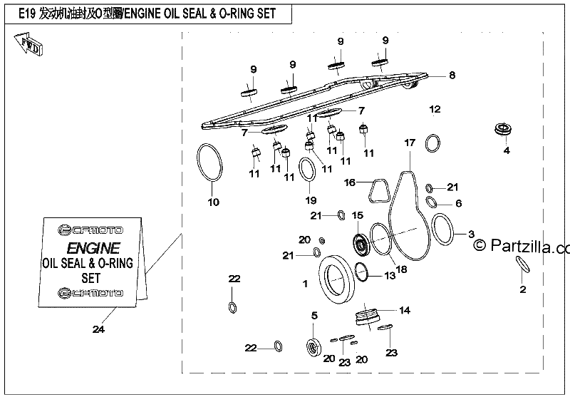 Diagrama de ENGING OILSEAL O RING SET