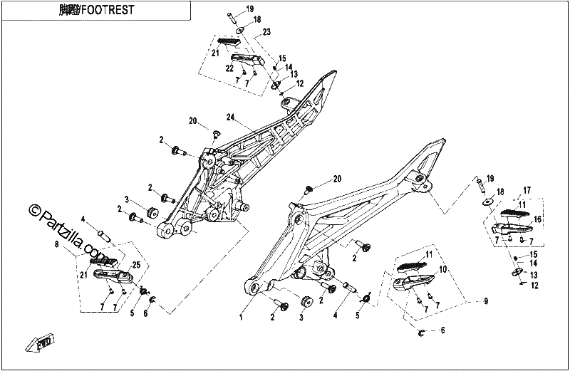 Diagrama de FOOTREST ABS 3
