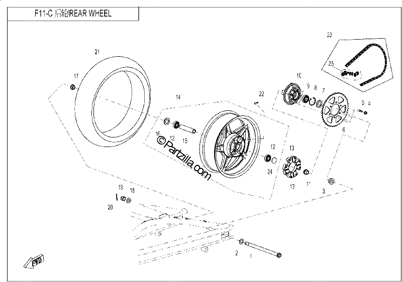 Diagrama de REAR WHEEL RIM MATTE BLACK