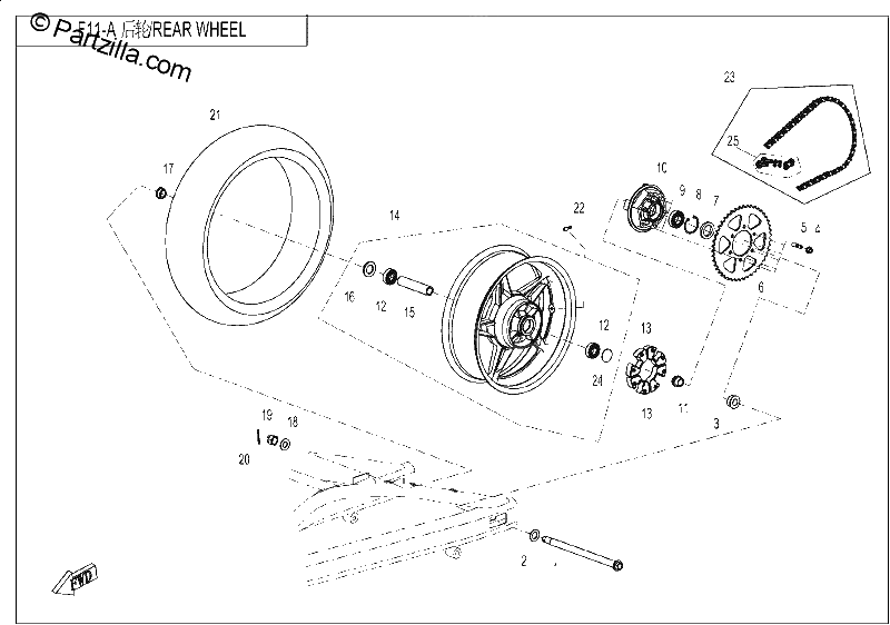 Diagrama de REAR WHEEL