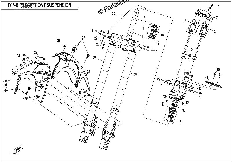 Diagrama de FRONT SUSPENSION LOW CONFIGURATION