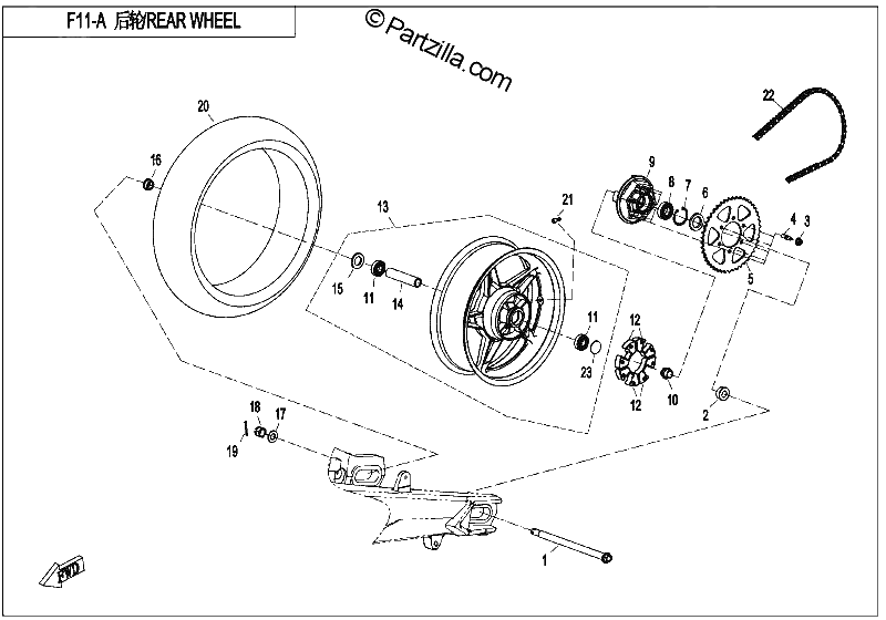 Diagrama de REAR WHEEL