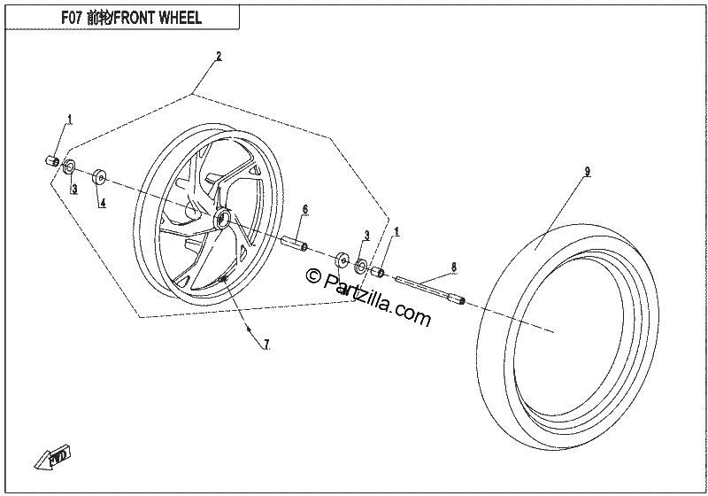 Diagrama de FRONT WHEEL RIM MATTE BLACK