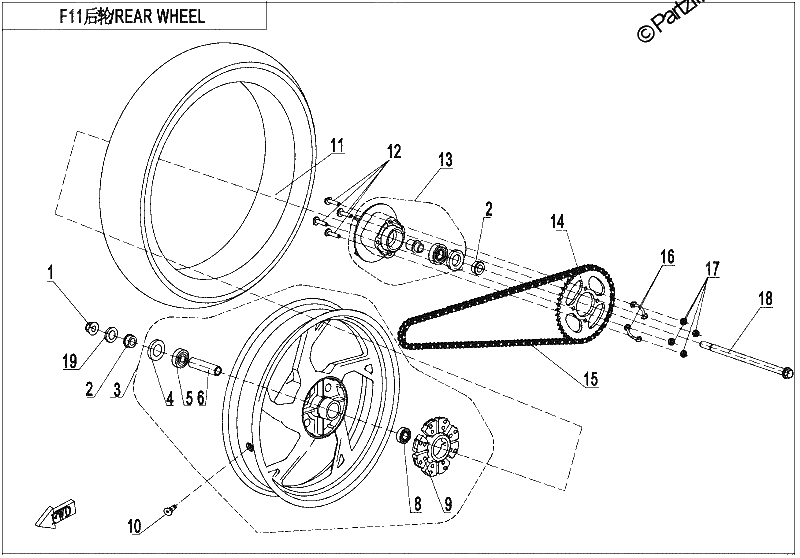 Diagrama de REAR WHEEL RIM MATTE BLACK