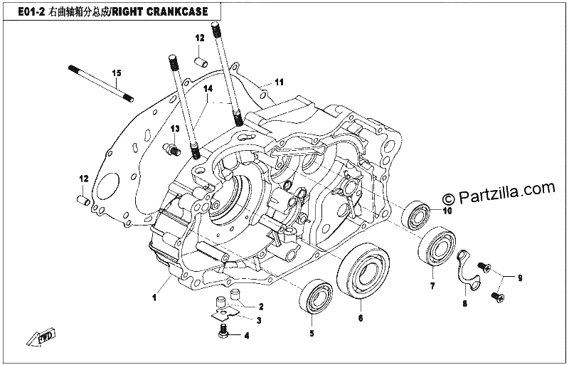 Diagrama de RIGHT CRANKCASE ASSY