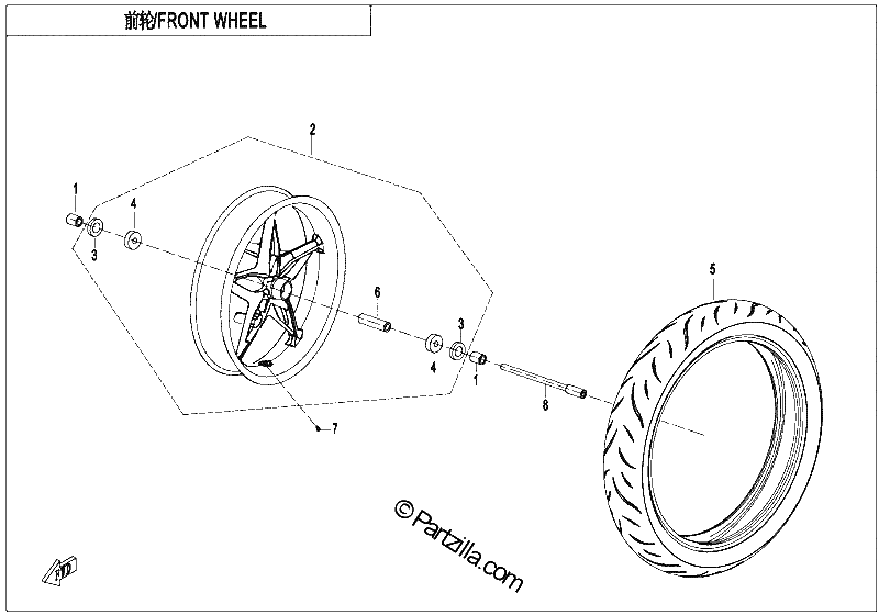 Diagrama de FRONT WHEEL MATTE BLACK RIM