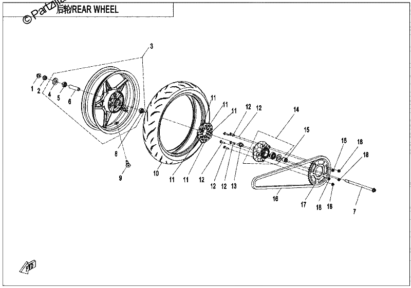 Diagrama de REAR WHEEL MATTE BLACK RIM