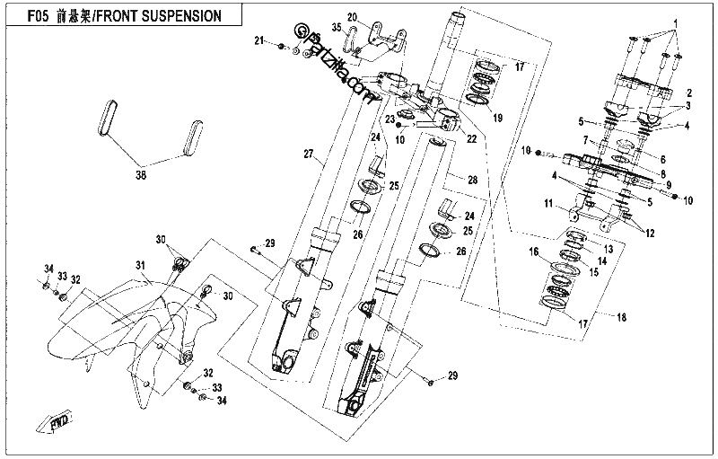 Diagrama de FRONT SUSPENSION SHOCK ABSORBER KYB