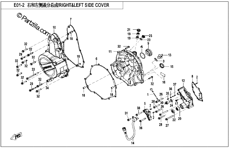 Diagrama de RIGHT LEFT SIDE COVER 1