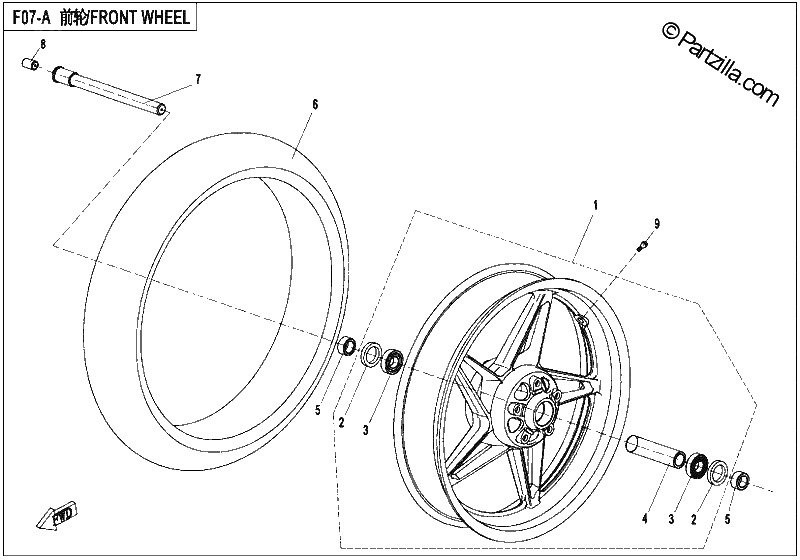 Diagrama de FRONT WHEEL HIGH CONFIGURATION