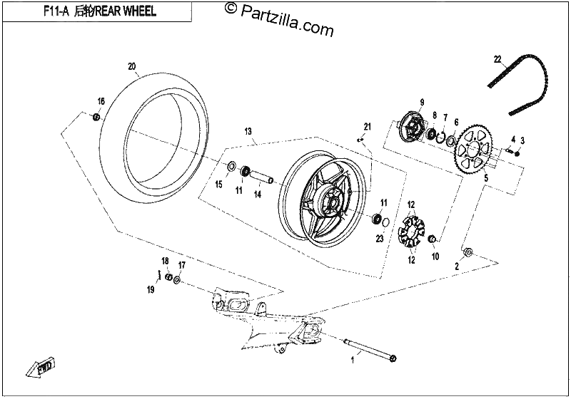 Diagrama de REAR WHEEL HIGH CONFIGURATION