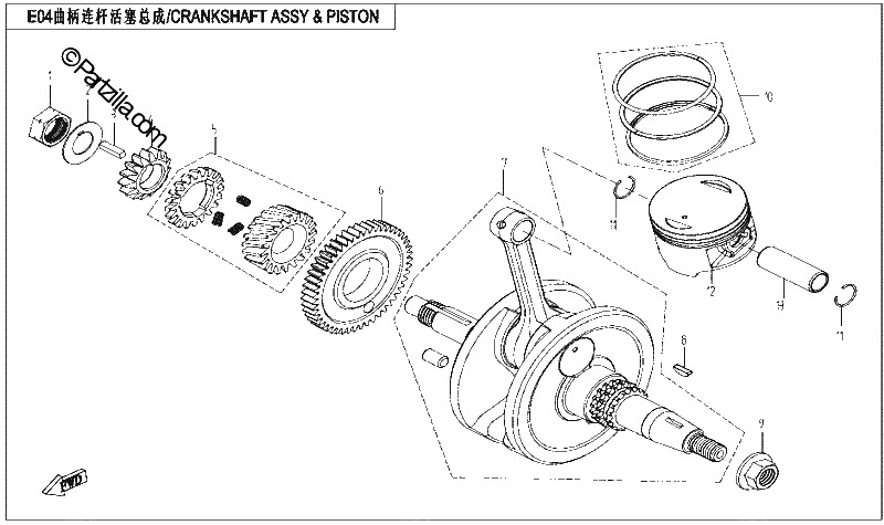 Diagrama de CRANKSHAFT PISTON