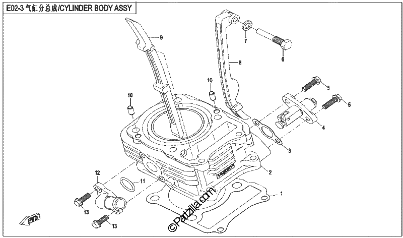 Diagrama de CYLINDER BODY ASSY