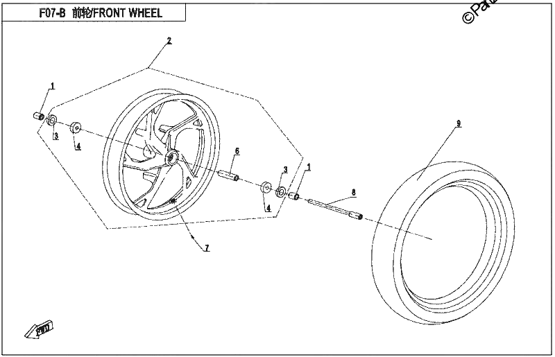 Diagrama de FRONT WHEEL MATTE BLACK