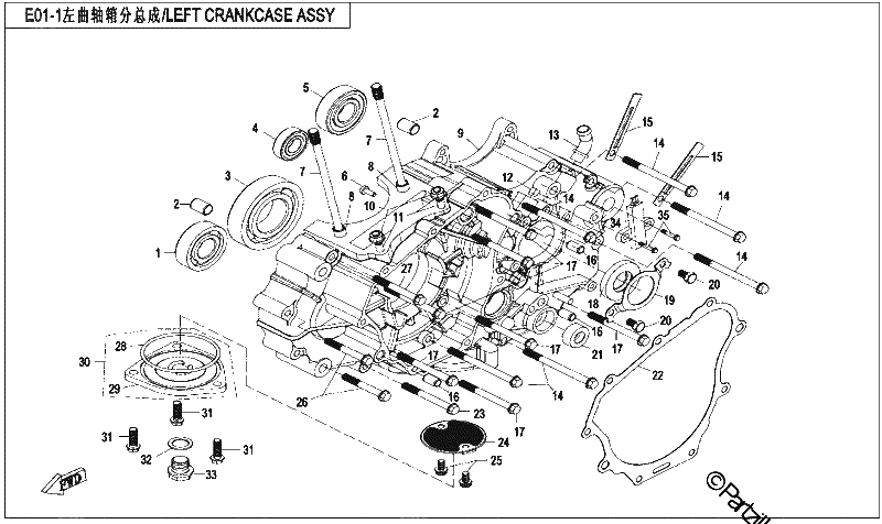 Diagrama de LEFT CRANKCASE ASSY