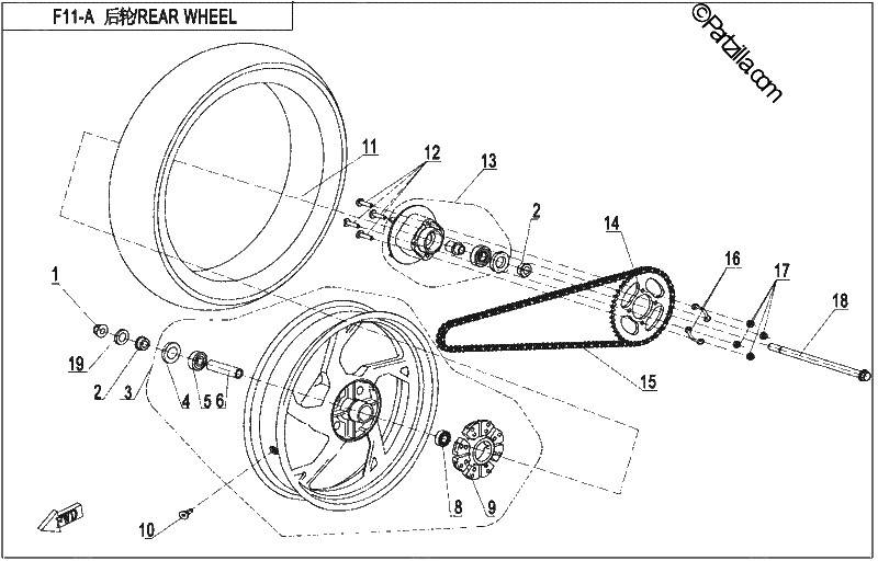 Diagrama de REAR WHEEL CORAL BLUE