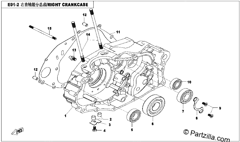 Diagrama de RIGHT CRANKCASE ASSY