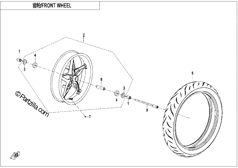 Diagrama de FRONT WHEEL MATTE BLACK RIM