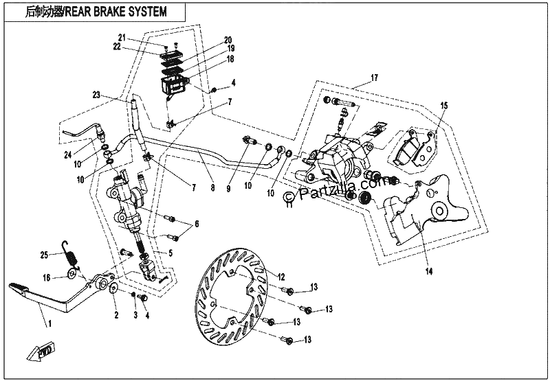 Diagrama de REAR BRAKE SYSTEM HANGTE