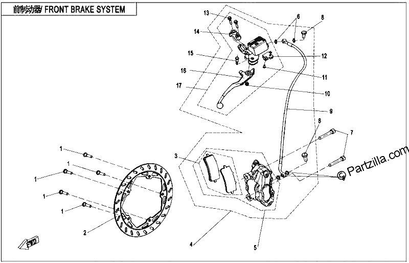 Diagrama de FRONT BRAKE SYSTEM JJUAN