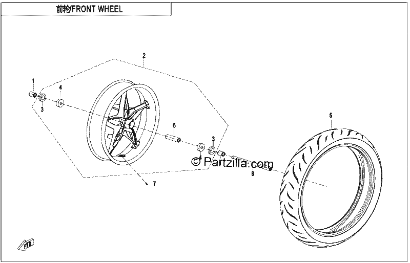 Diagrama de FRONT WHEEL MATTE BLACK RIM